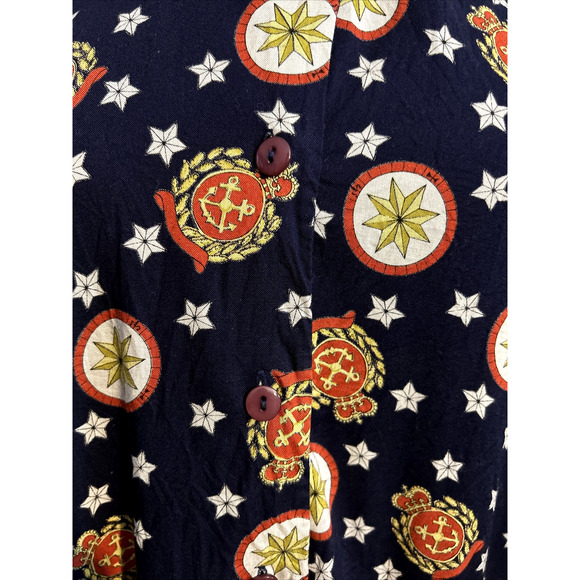 Vintage 90s Pendleton Nautical Print Short Sleeve Collared Button Up Shirt Sz 16 - Picture 4 of 7